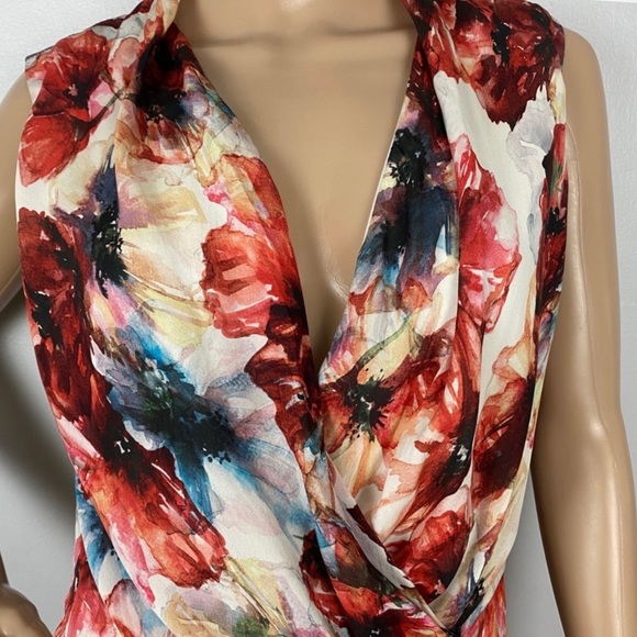 HAUTE HIPPIE FLORAL PRINT HIGH-LOW CHIFFON DRESS - Picture 3 of 7